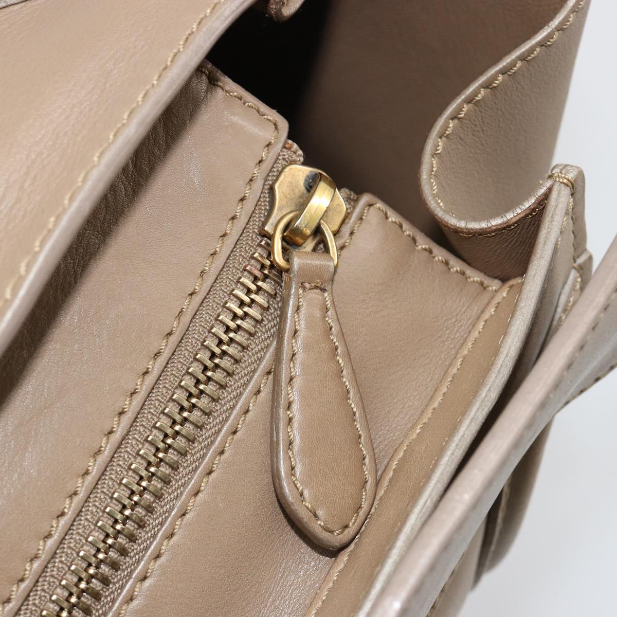CELINE Luggage Mini Shopper Hand Bag Leather Beige Gold Auth am11820A