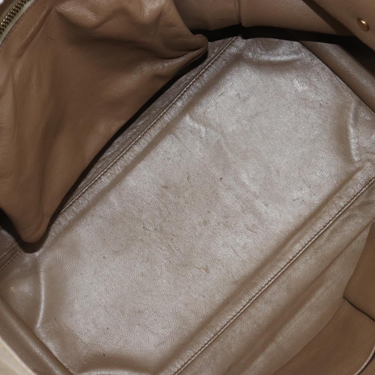 CELINE Luggage Mini Shopper Hand Bag Leather Beige Gold Auth am11820A