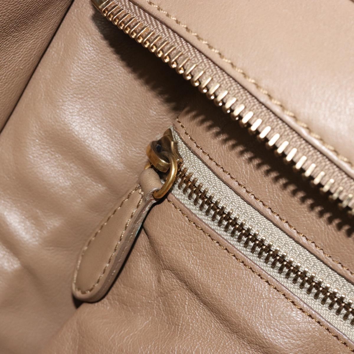 CELINE Luggage Mini Shopper Hand Bag Leather Beige Gold Auth am11820A