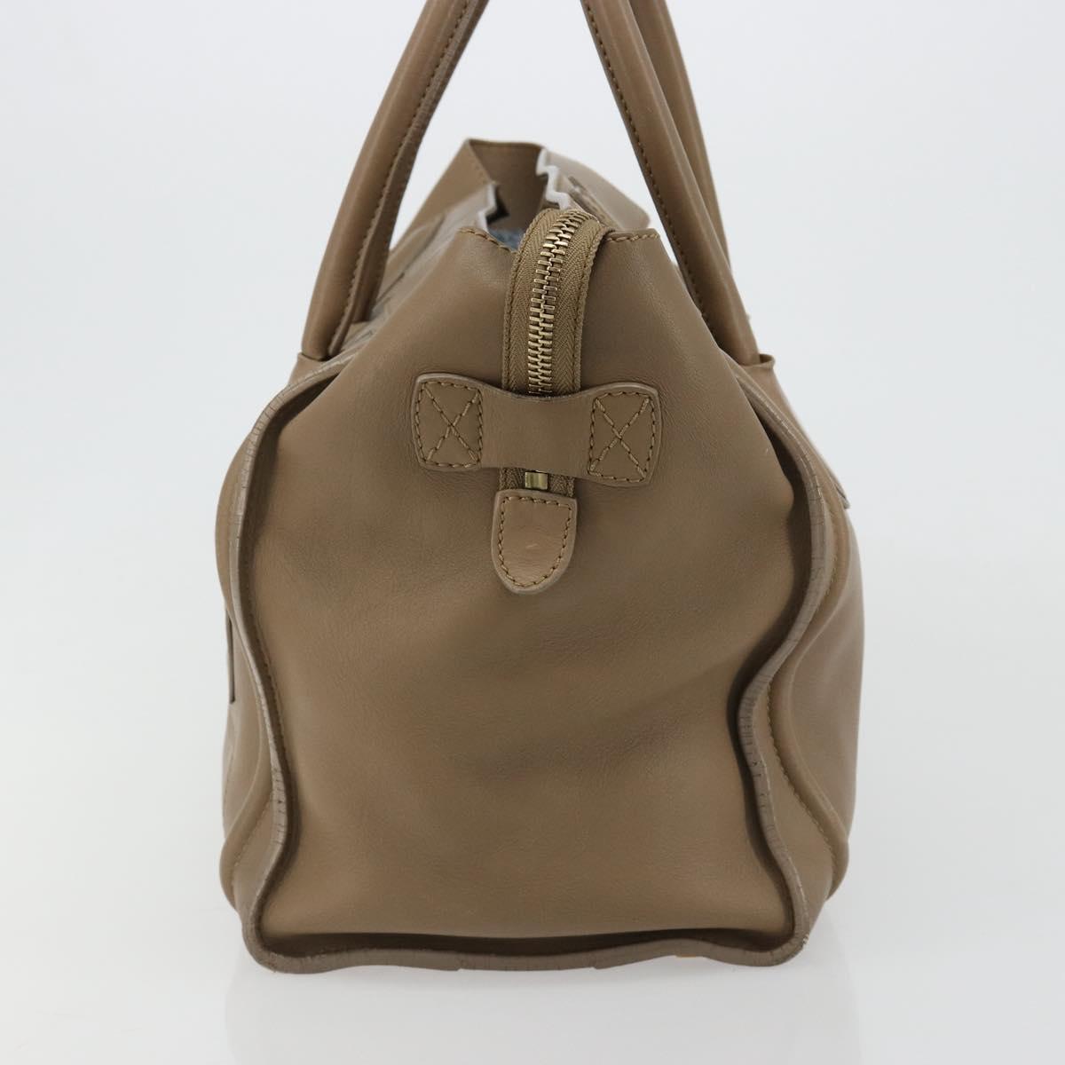 CELINE Luggage Mini Shopper Hand Bag Leather Beige Gold Auth am11820A