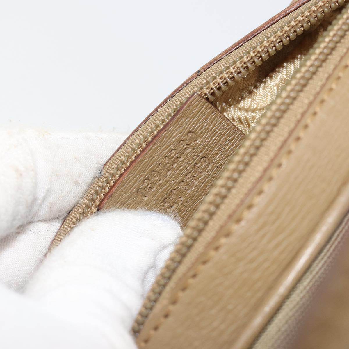 GUCCI Hand Bag Canvas Leather Beige Gold Auth am11836A