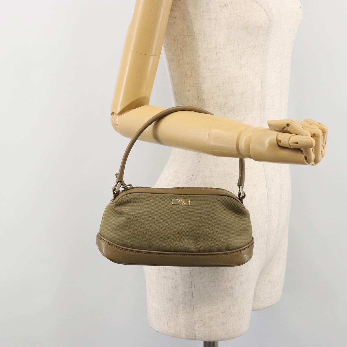 GUCCI Hand Bag Canvas Leather Beige Gold Auth am11836A