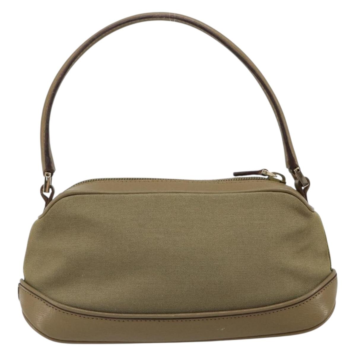 GUCCI Hand Bag Canvas Leather Beige Gold Auth am11836A