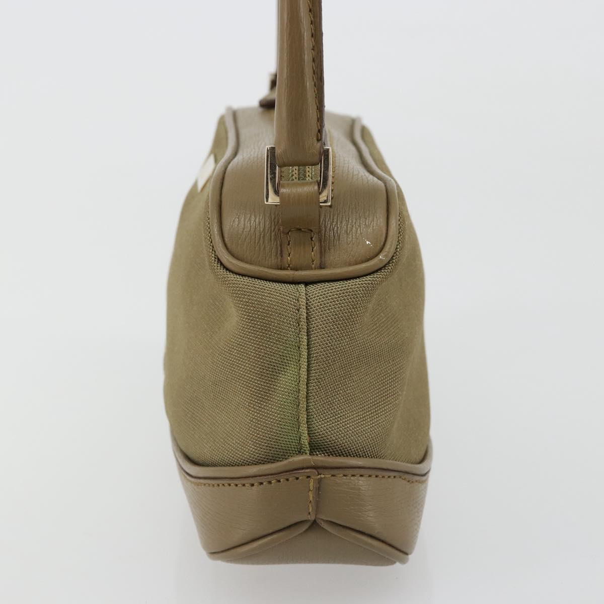 GUCCI Hand Bag Canvas Leather Beige Gold Auth am11836A