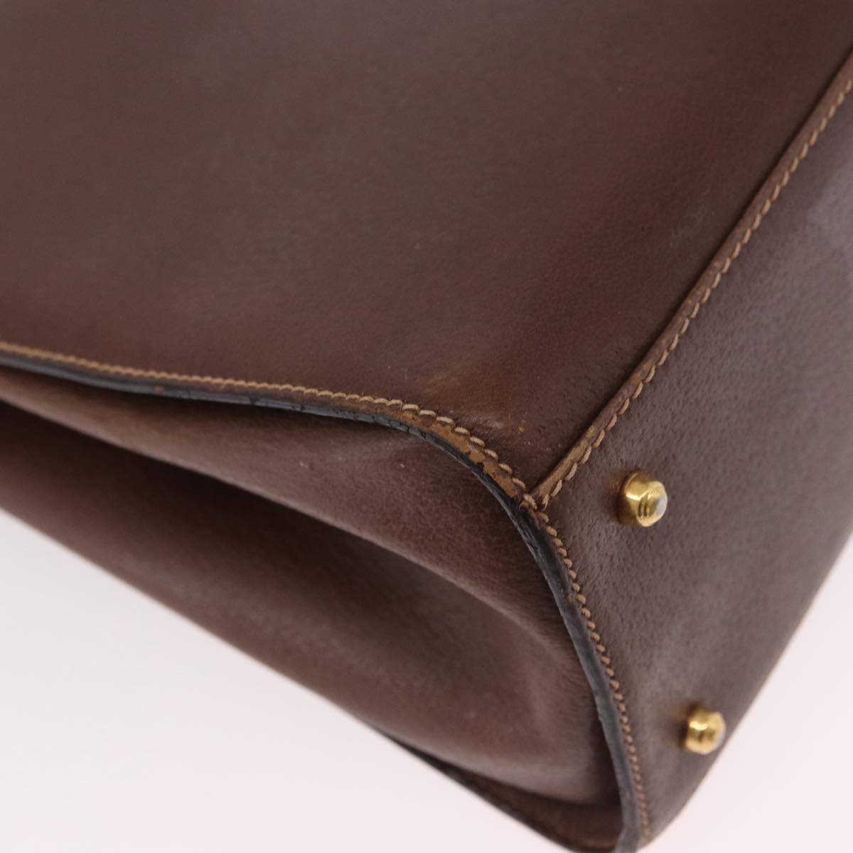 GUCCI Hand Bag Leather 2way Brown Gold 000 113 0199 Auth am11837A