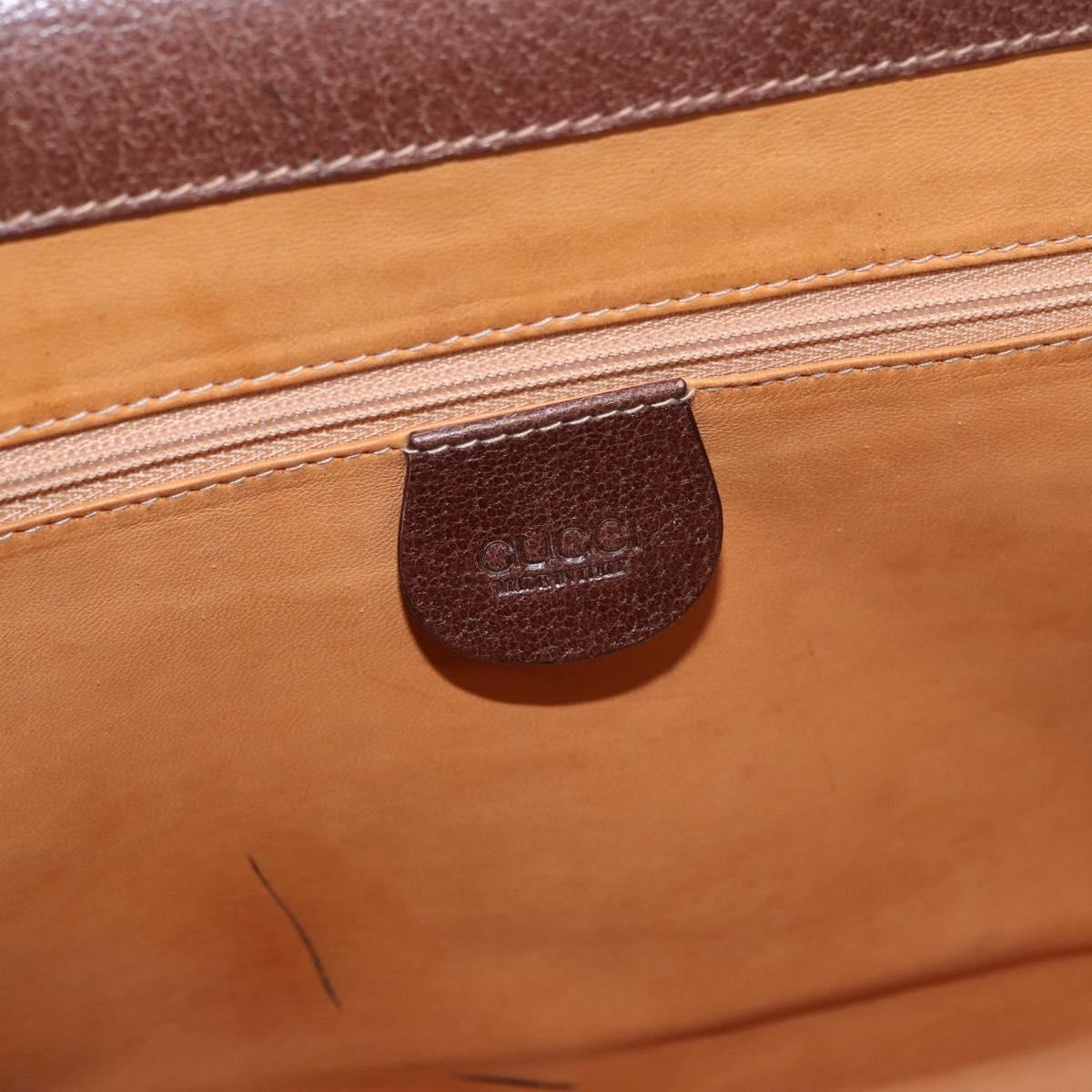 GUCCI Hand Bag Leather 2way Brown Gold 000 113 0199 Auth am11837A