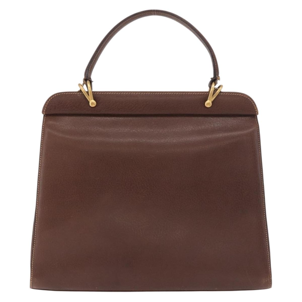 GUCCI Hand Bag Leather 2way Brown Gold 000 113 0199 Auth am11837A