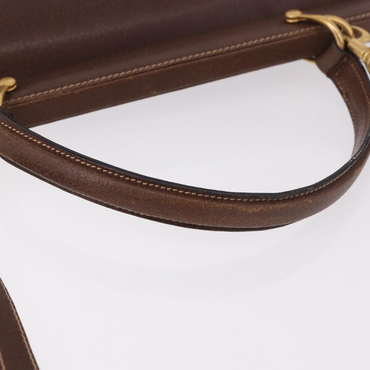 GUCCI Hand Bag Leather 2way Brown Gold 000 113 0199 Auth am11837A