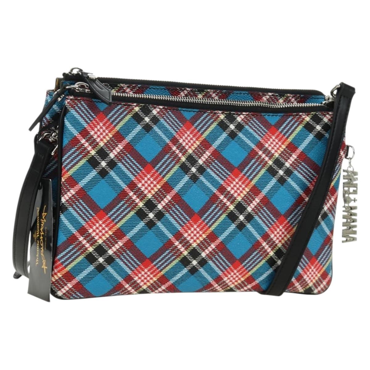 Vivienne Westwood Check Shoulder Bag PVC Multicolor Silver Auth am11842V