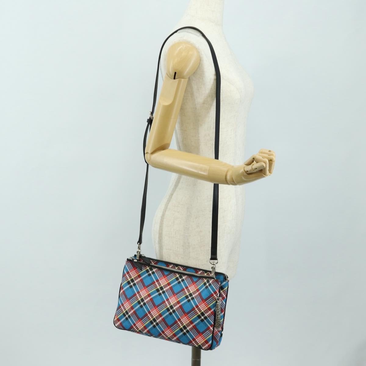 Vivienne Westwood Check Shoulder Bag PVC Multicolor Silver Auth am11842V
