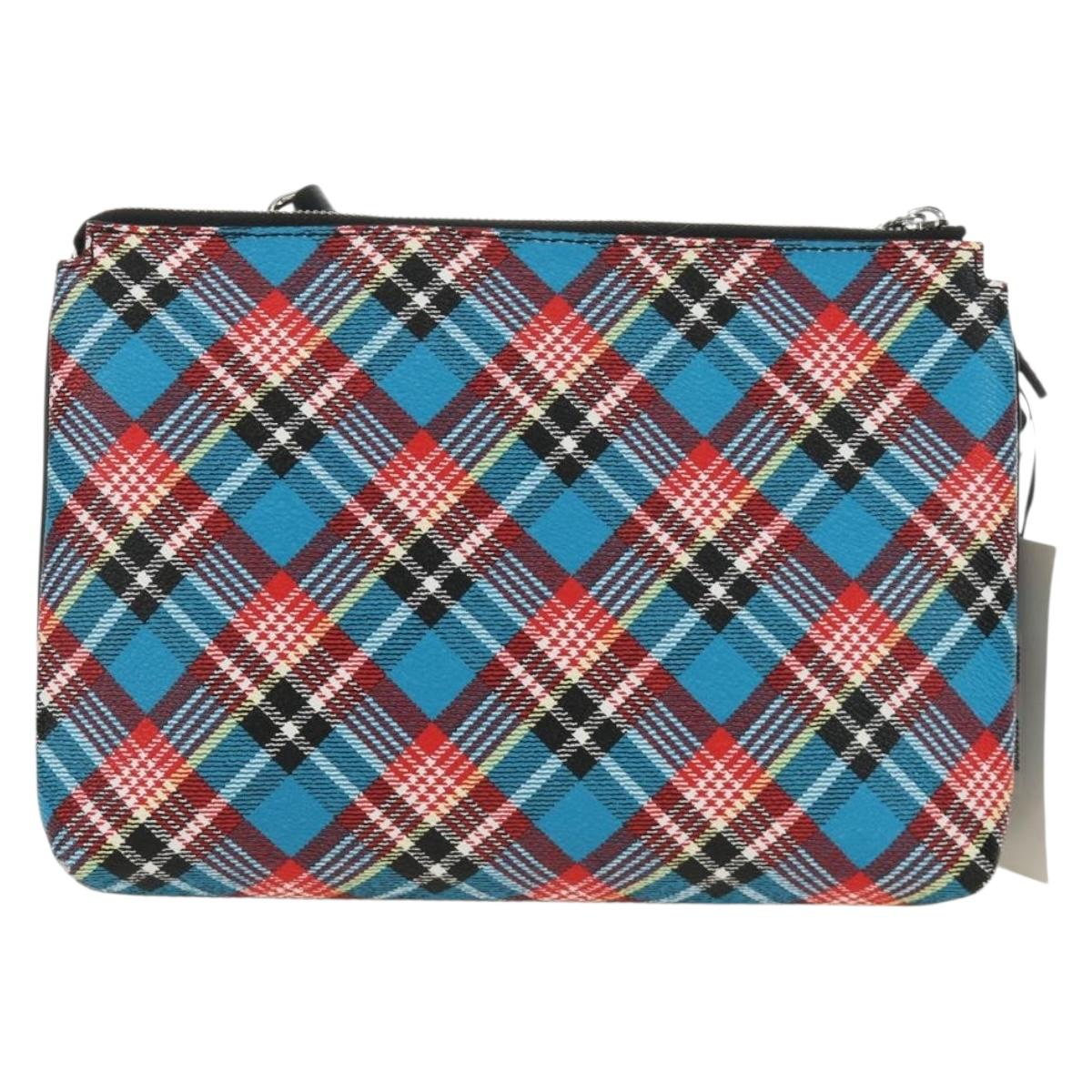 Vivienne Westwood Check Shoulder Bag PVC Multicolor Silver Auth am11842V