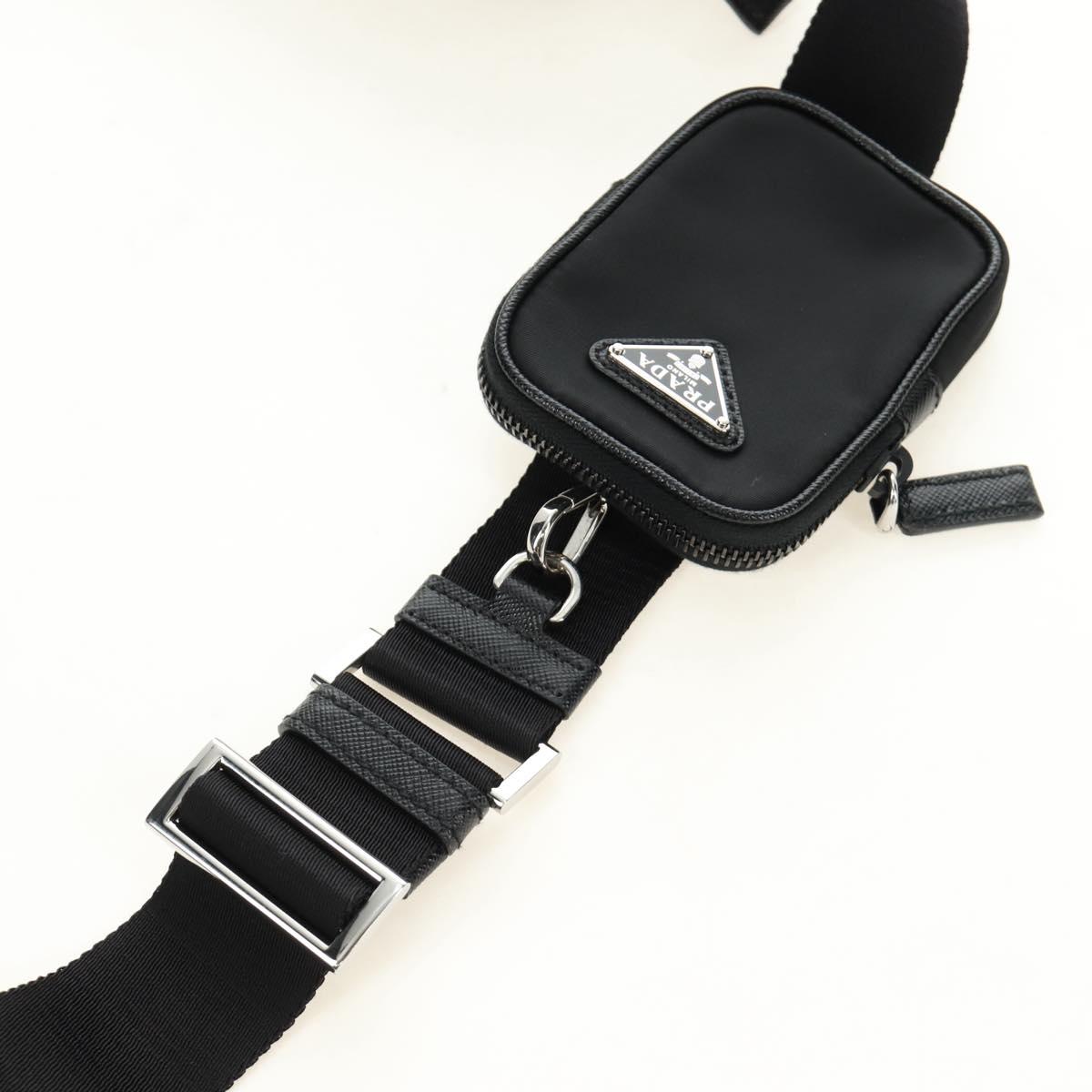 PRADA Shoulder Bag Nylon Black Silver 2VH112 Auth am11844SM