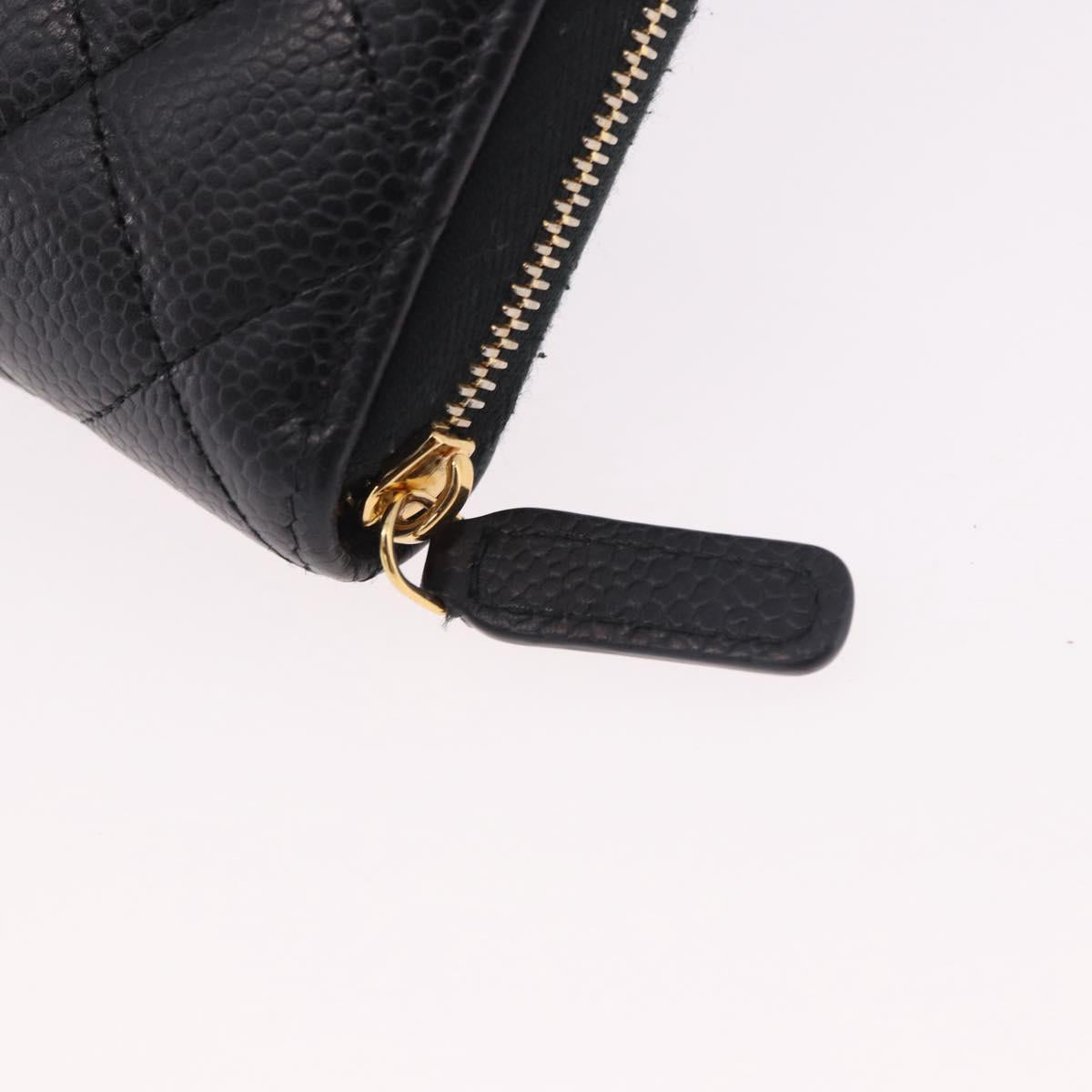 CHANEL Matelasse Long Wallet Caviar Skin Black Gold CC Auth am11846M