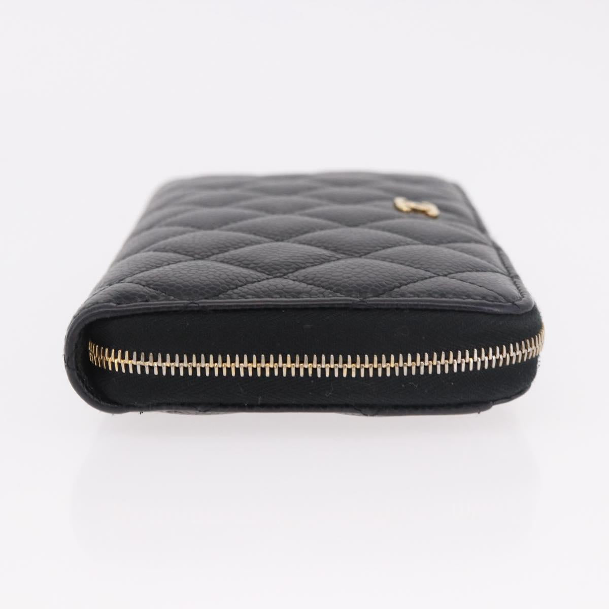 CHANEL Matelasse Long Wallet Caviar Skin Black Gold CC Auth am11846M