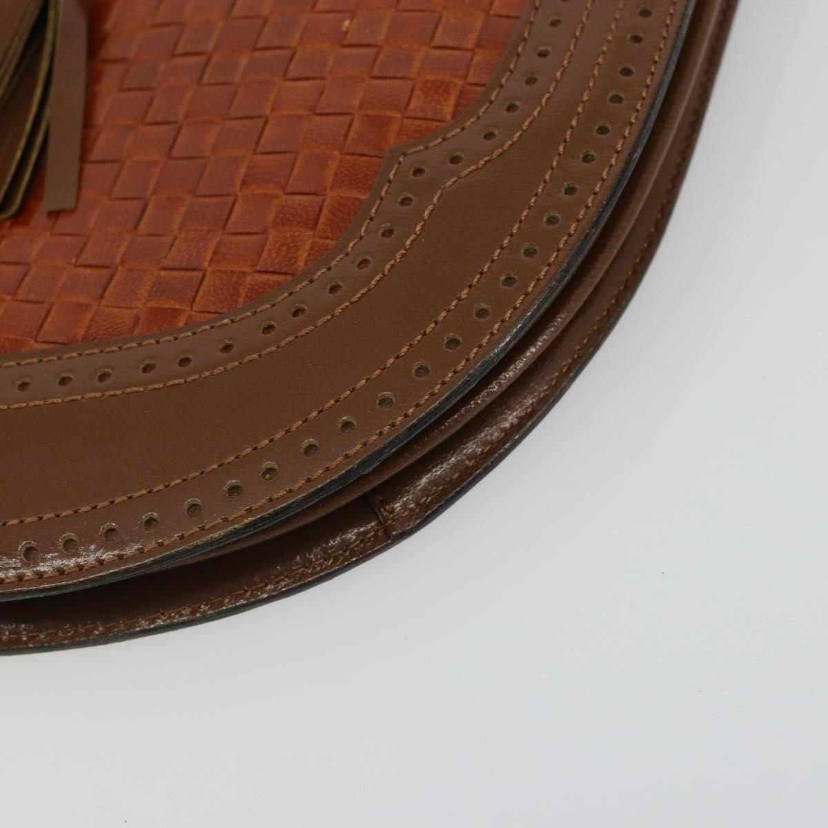 SAINT LAURENT Shoulder Bag Leather Brown Gold Auth am11847A