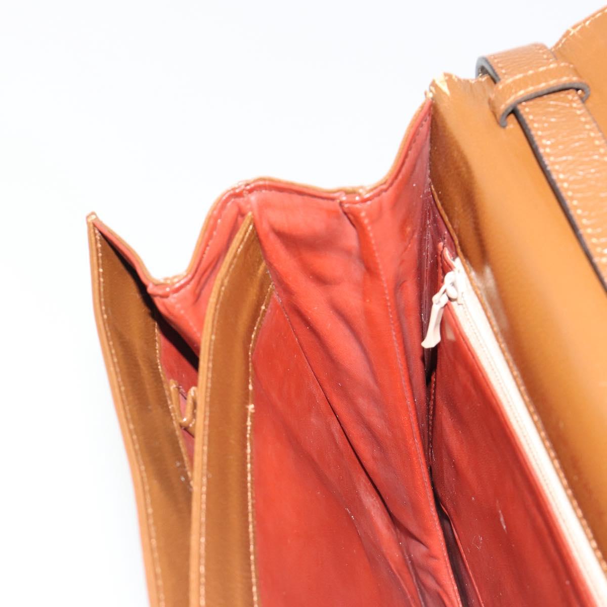 SAINT LAURENT Shoulder Bag Leather Brown Gold Auth am11847A