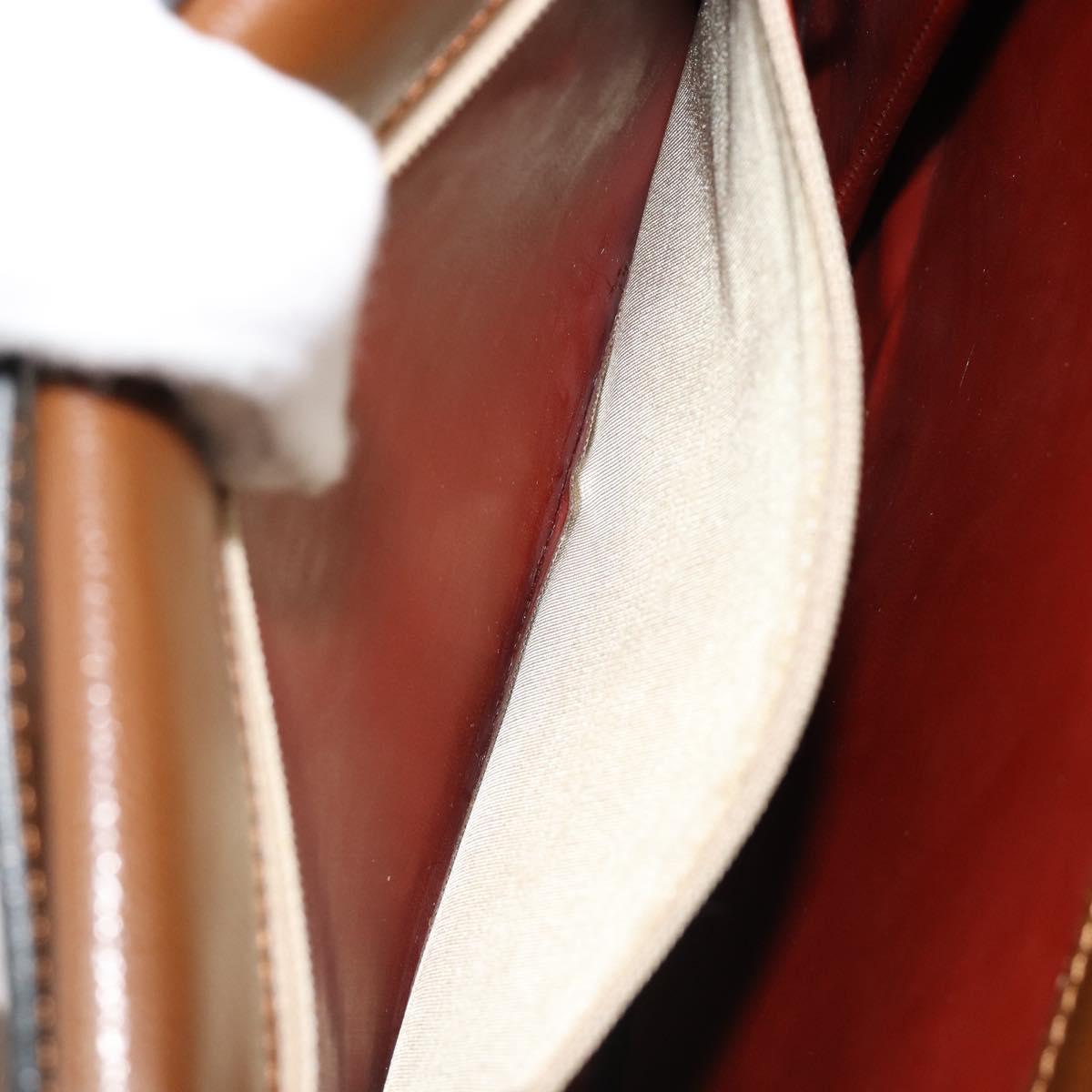 SAINT LAURENT Shoulder Bag Leather Brown Gold Auth am11847A