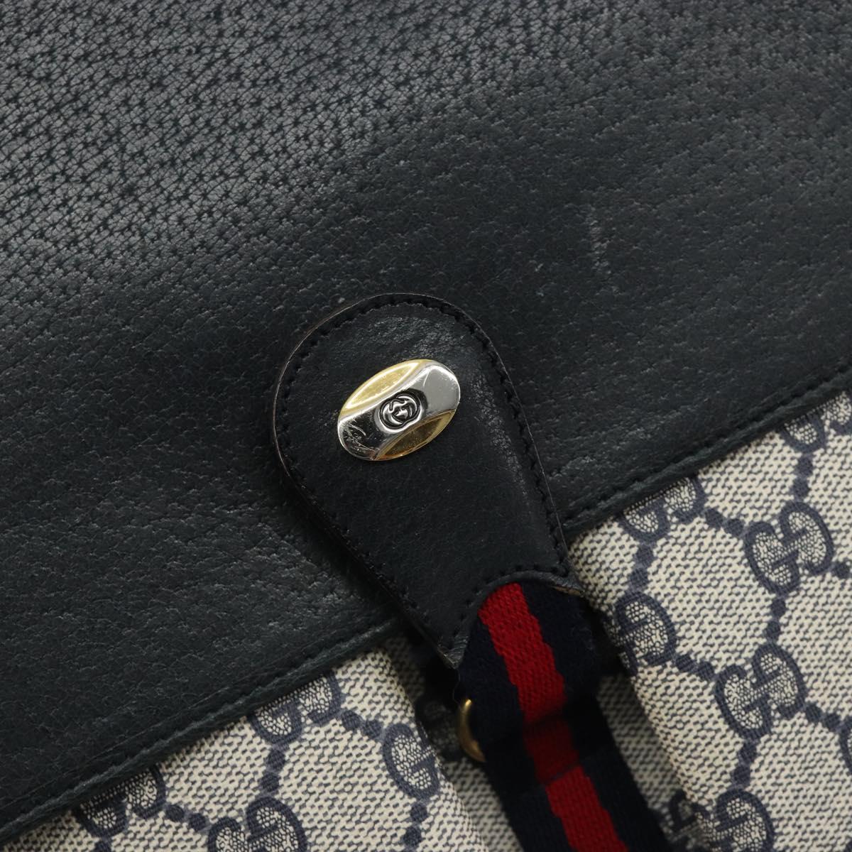GUCCI GG Supreme Sherry Line Shoulder Bag PVC Navy Gold 904 02 064 Auth am11854