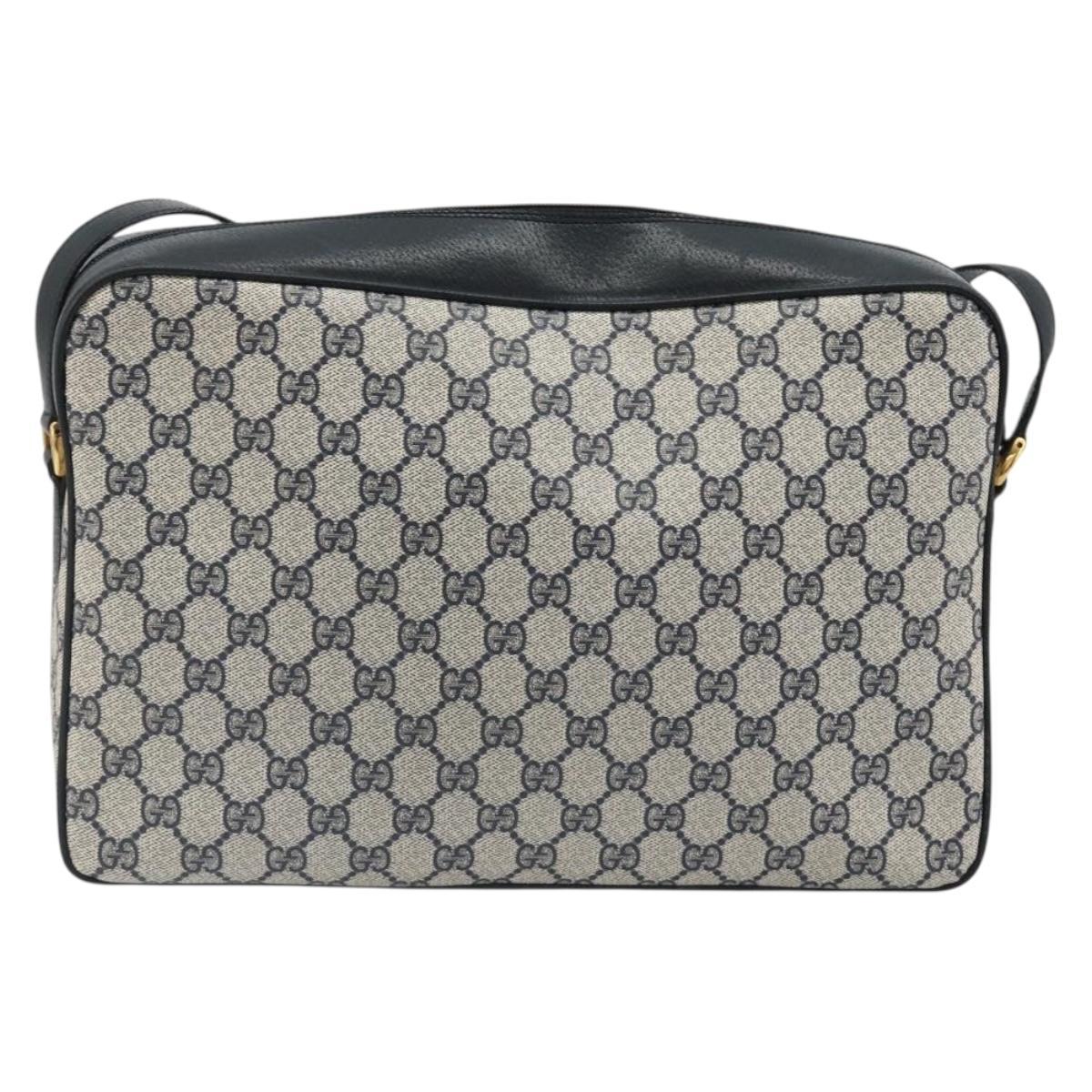GUCCI GG Supreme Sherry Line Shoulder Bag PVC Navy Gold 904 02 064 Auth am11854
