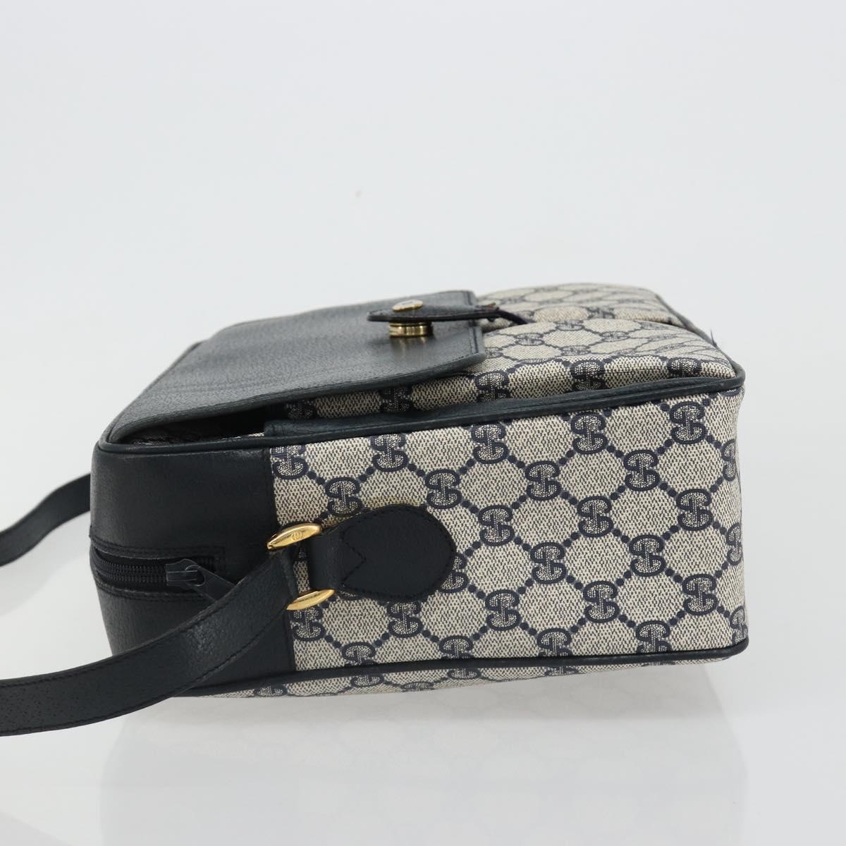 GUCCI GG Supreme Sherry Line Shoulder Bag PVC Navy Gold 904 02 064 Auth am11854