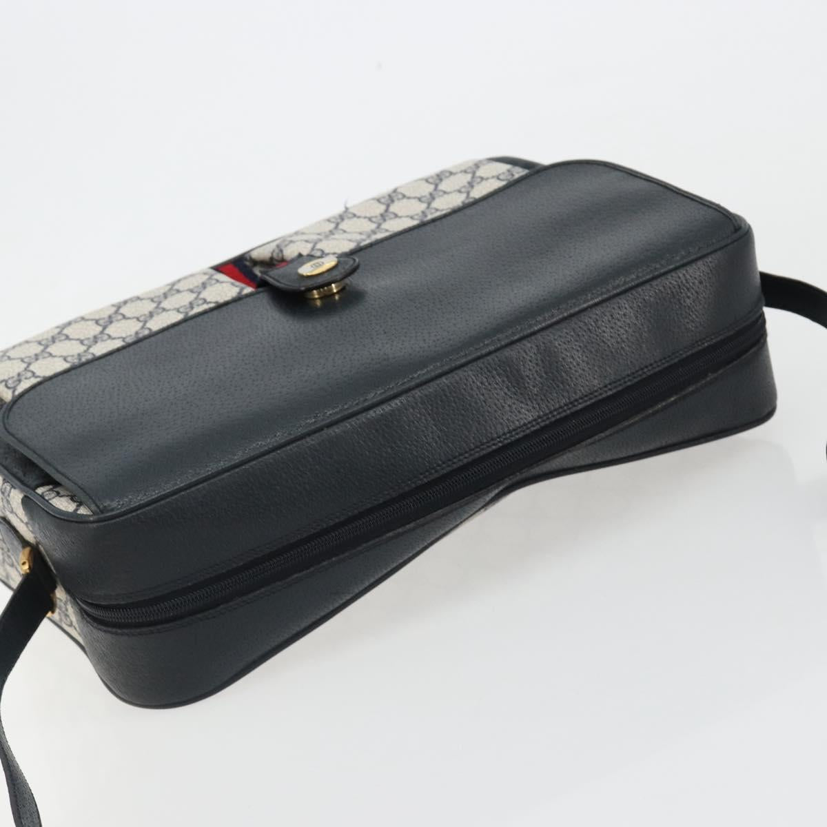 GUCCI GG Supreme Sherry Line Shoulder Bag PVC Navy Gold 904 02 064 Auth am11854