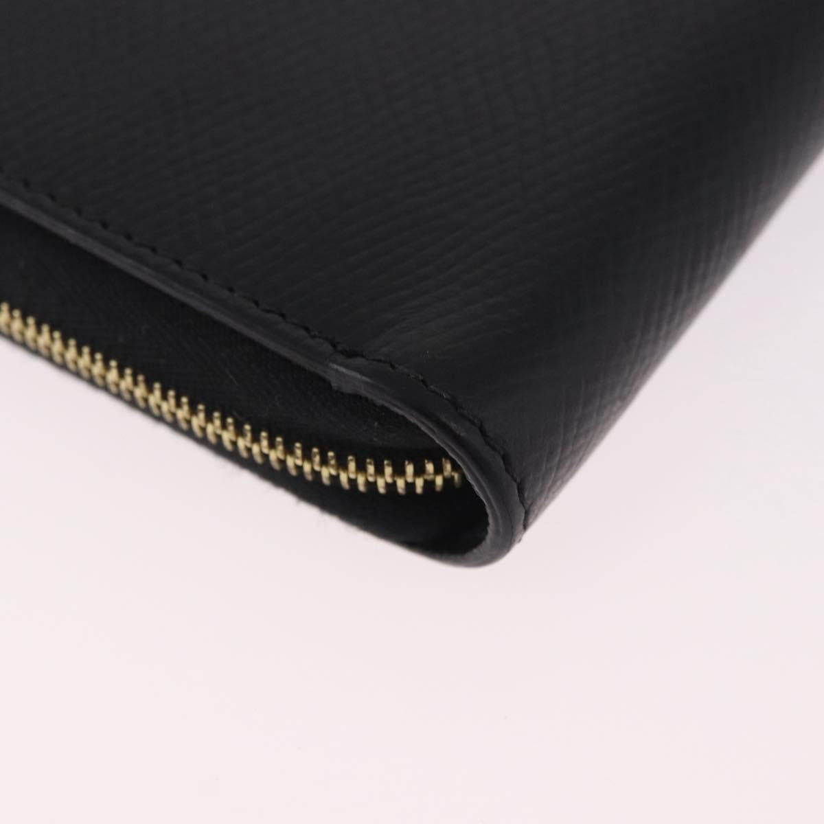 CELINE Round Compact Wallet Leather Black Gold Auth am11856V