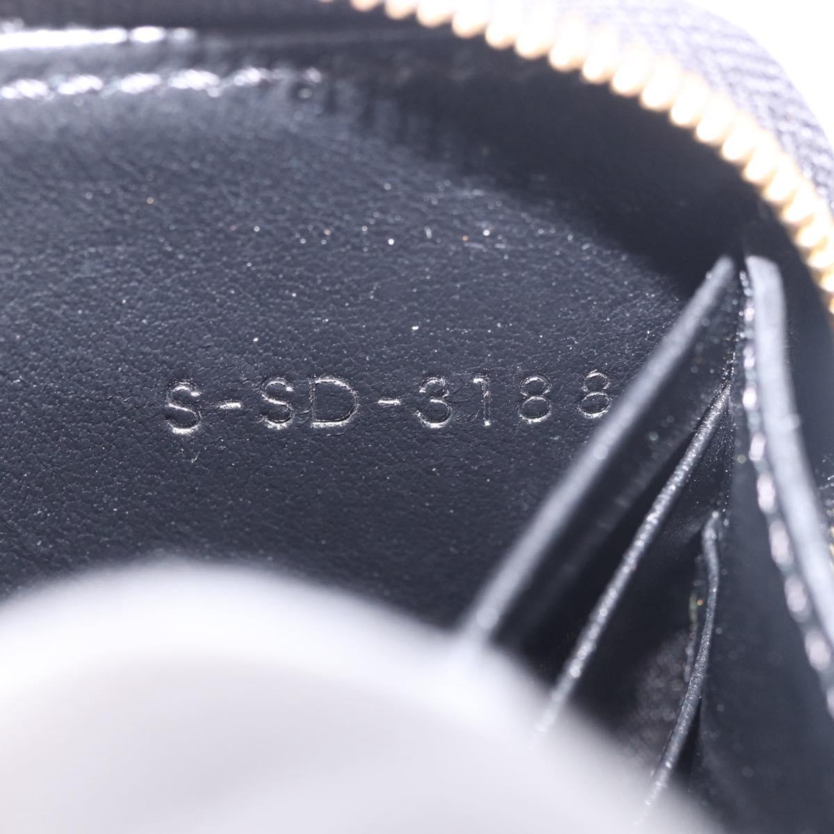 CELINE Round Compact Wallet Leather Black Gold Auth am11856V