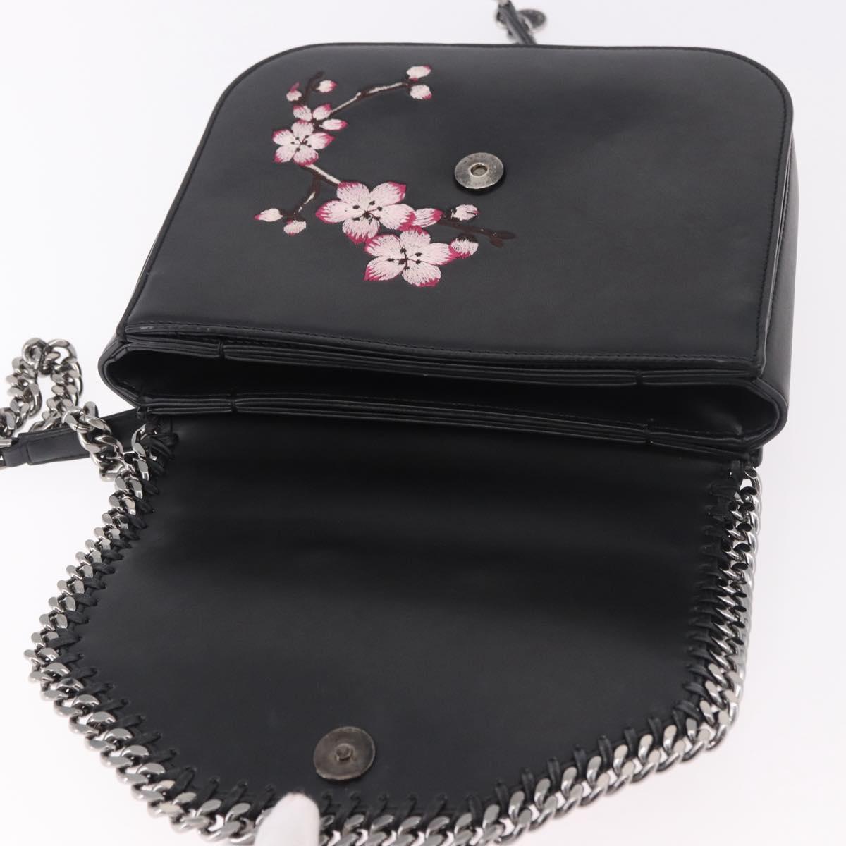 Stella MacCartney Boxbird Shoulder Bag Leather Black Silver 455139 Auth am11857V