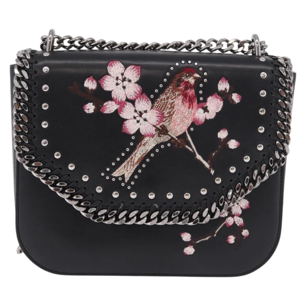 Stella MacCartney Boxbird Shoulder Bag Leather Black Silver 455139 Auth am11857V