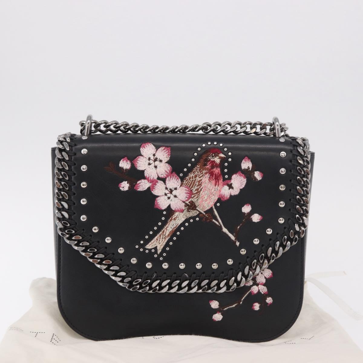 Stella MacCartney Boxbird Shoulder Bag Leather Black Silver 455139 Auth am11857V