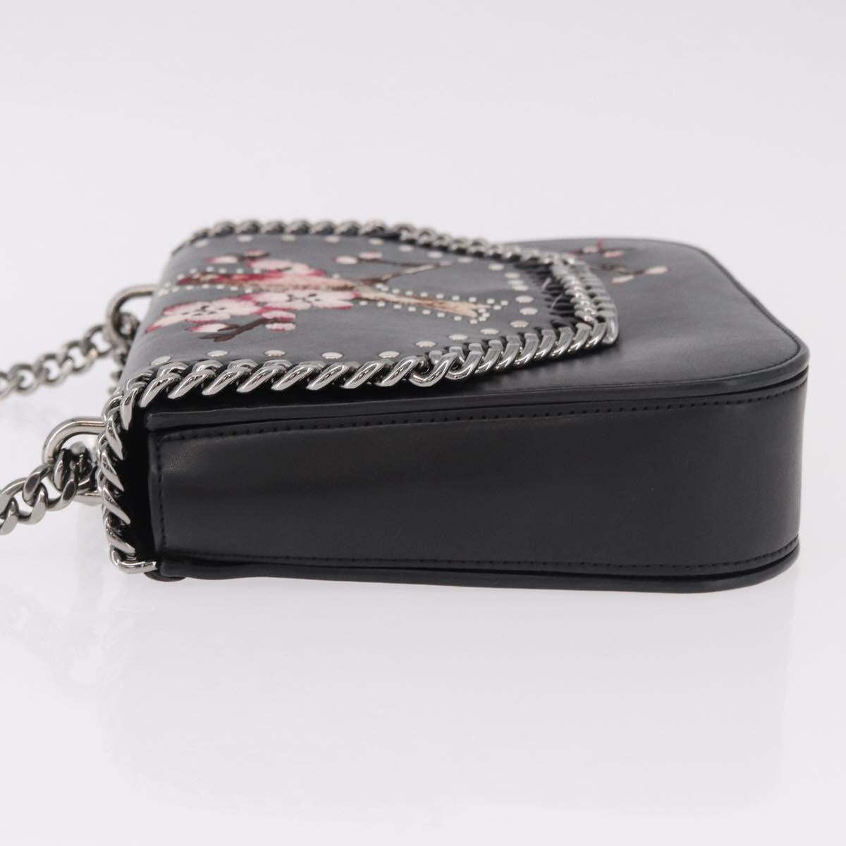 Stella MacCartney Boxbird Shoulder Bag Leather Black Silver 455139 Auth am11857V