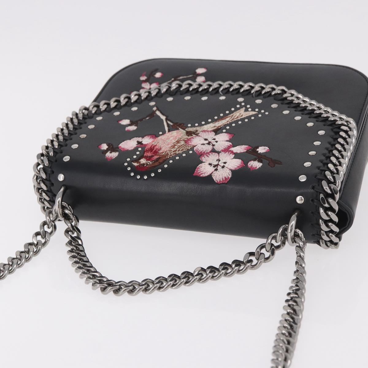 Stella MacCartney Boxbird Shoulder Bag Leather Black Silver 455139 Auth am11857V