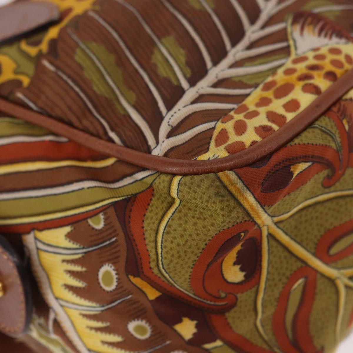 Salvatore Ferragamo Hand Bag Canvas Leather 2way Brown Gold Auth am11858A