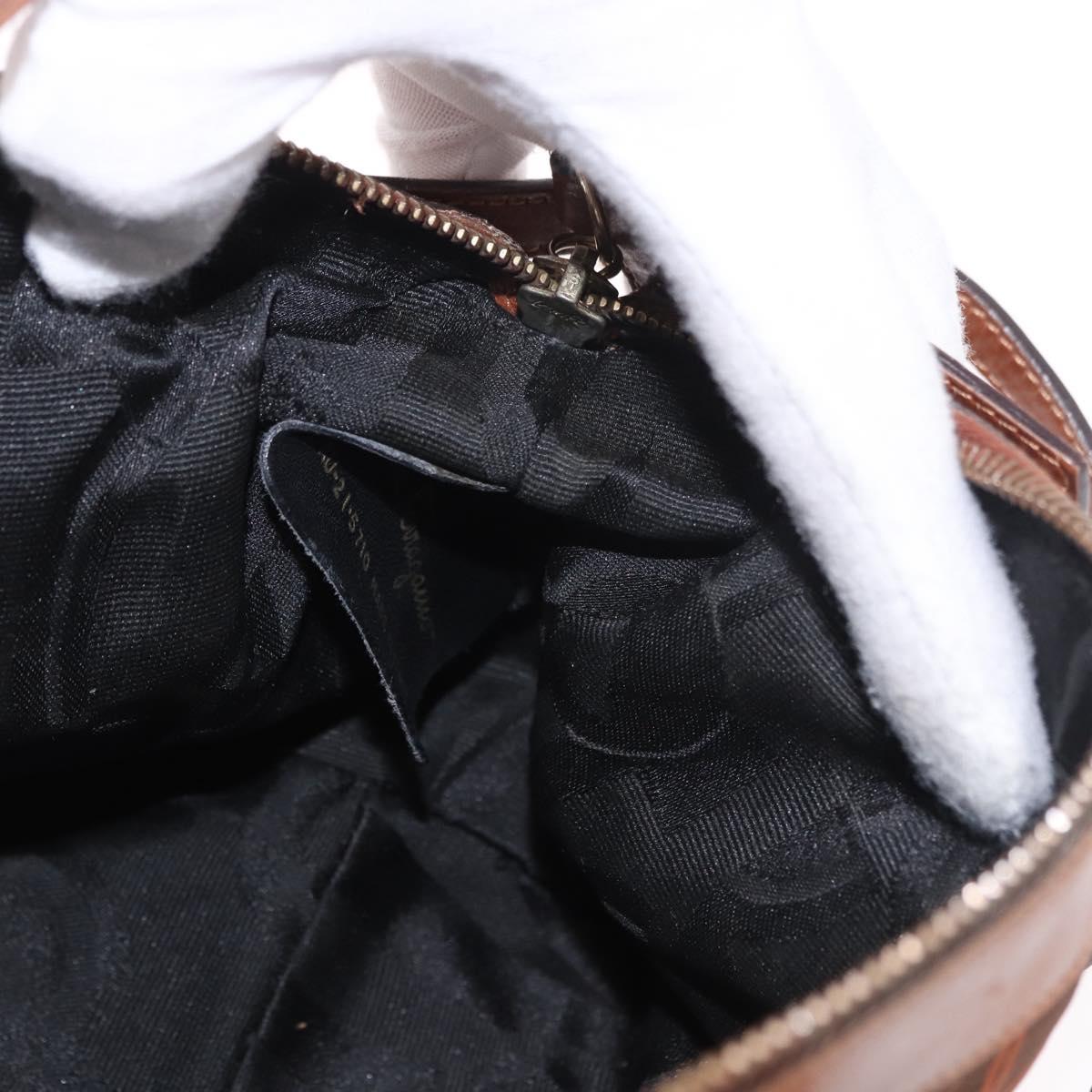Salvatore Ferragamo Hand Bag Canvas Leather 2way Brown Gold Auth am11858A