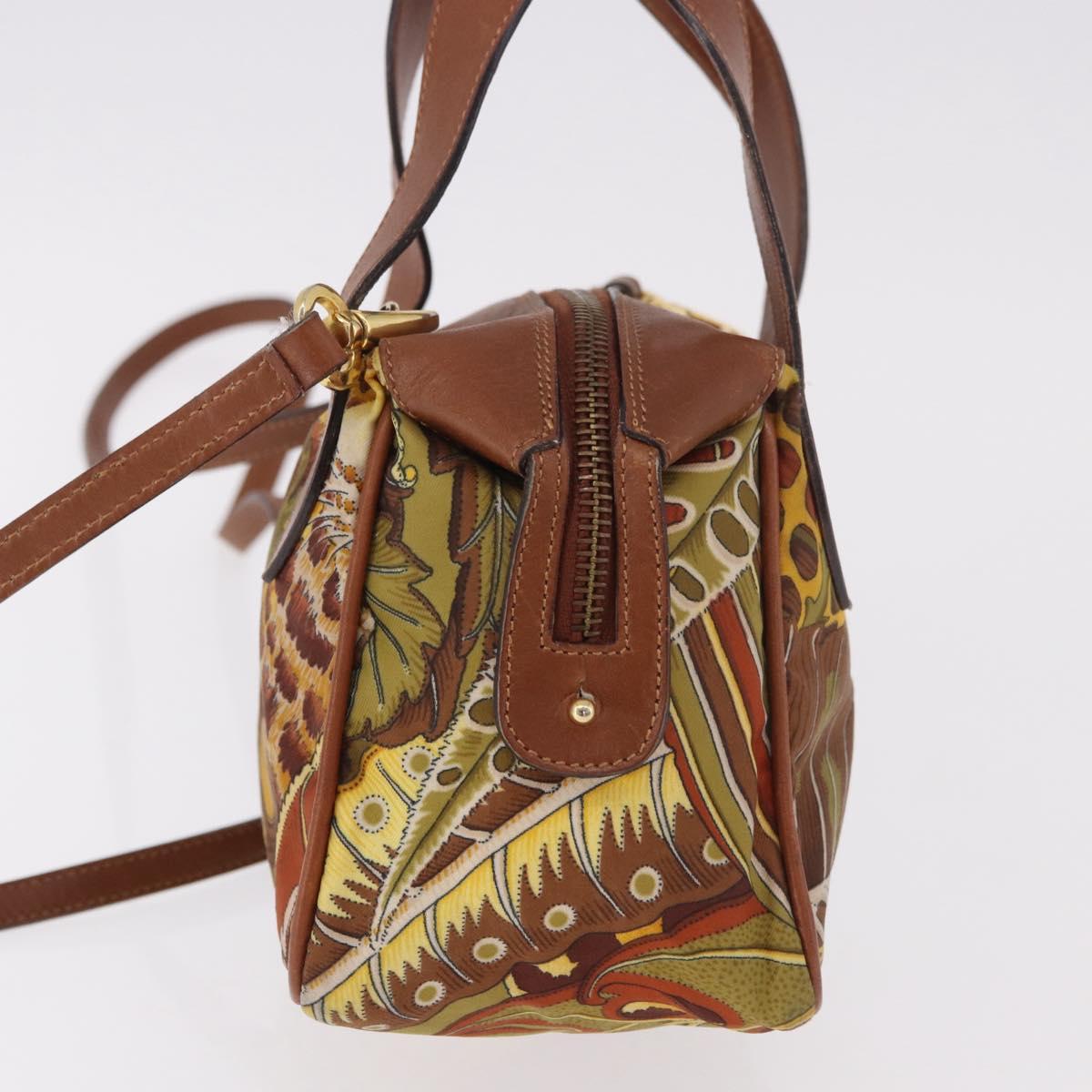 Salvatore Ferragamo Hand Bag Canvas Leather 2way Brown Gold Auth am11858A