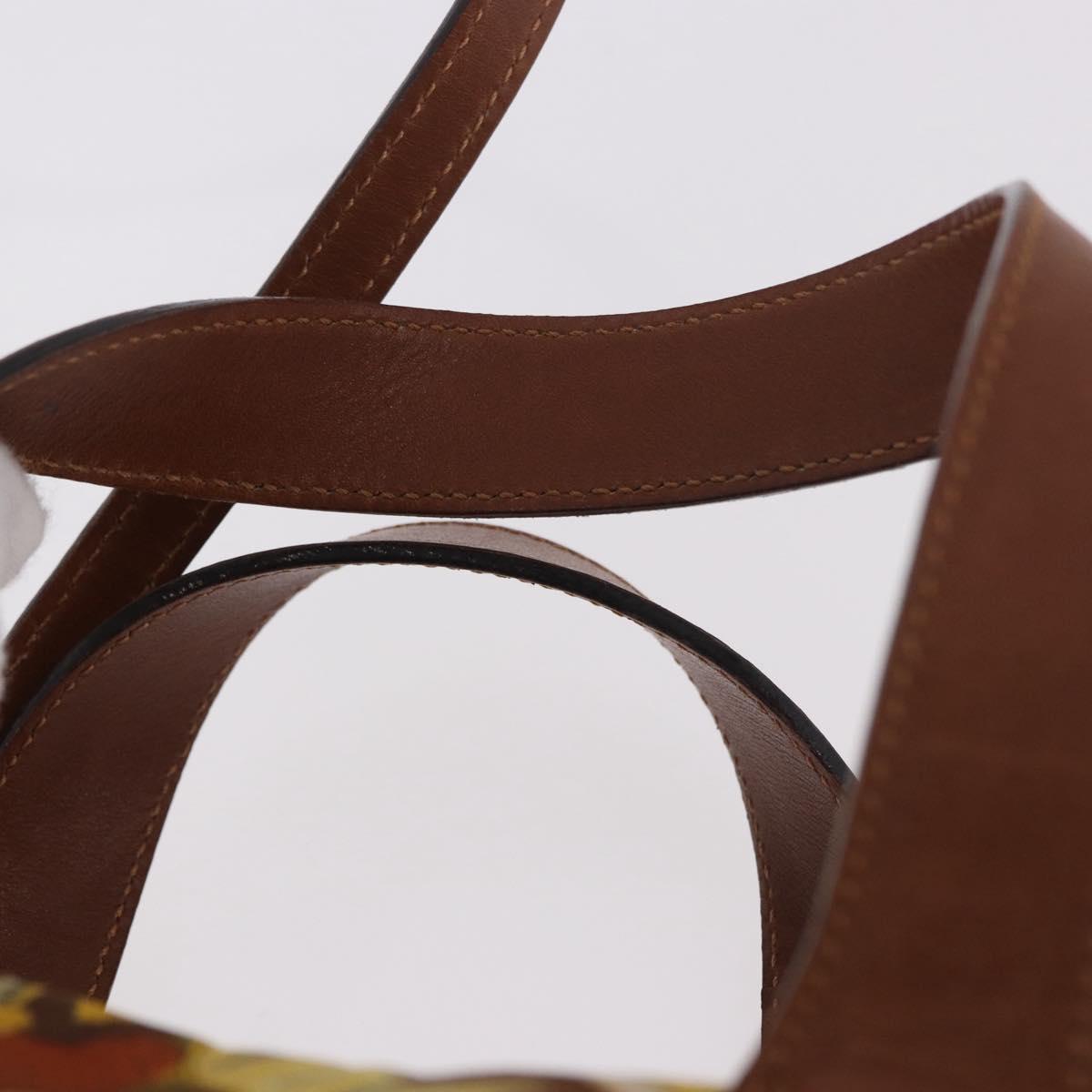 Salvatore Ferragamo Hand Bag Canvas Leather 2way Brown Gold Auth am11858A