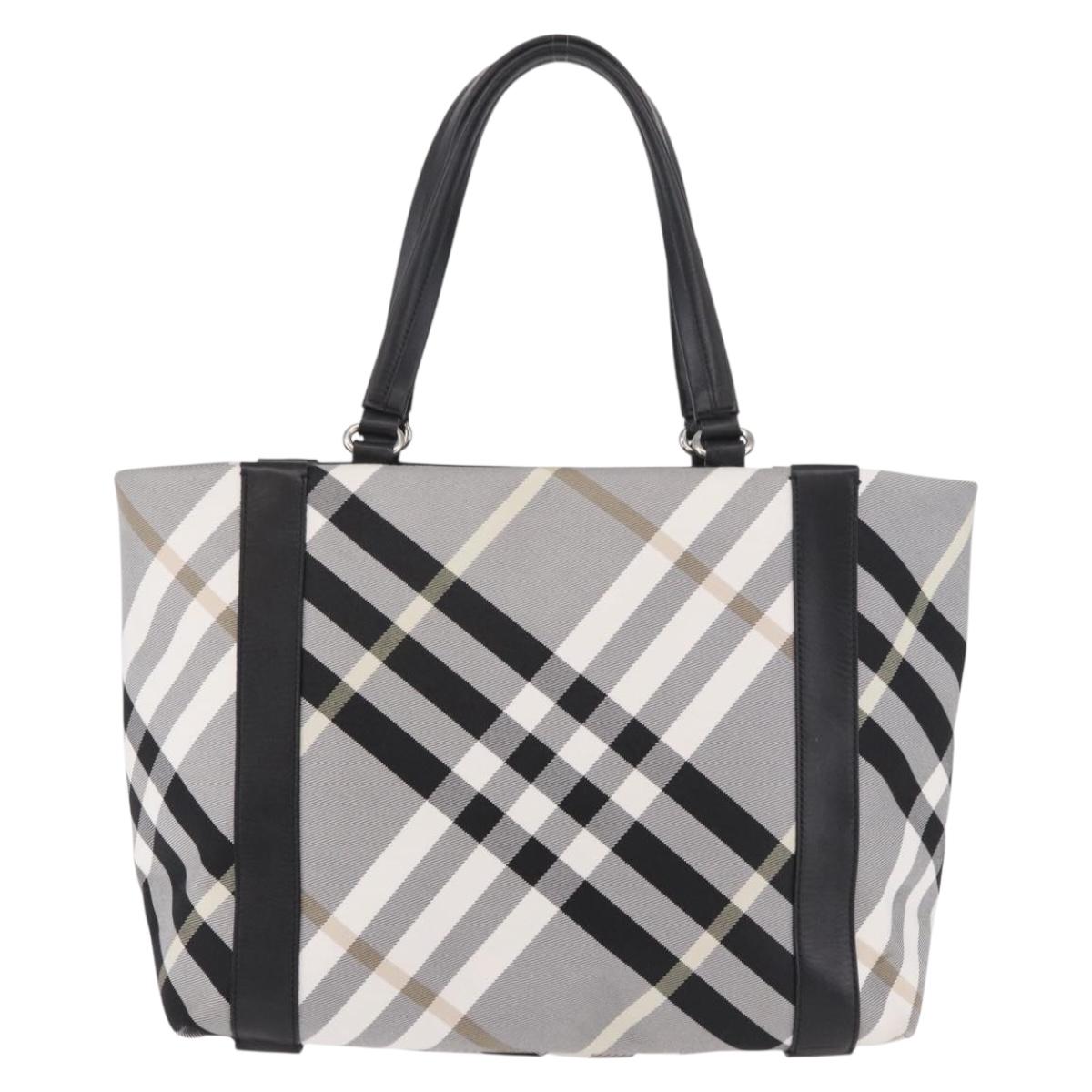 BURBERRY Nova Check Blue Label Tote Bag Canvas Gray Black Auth am11864V