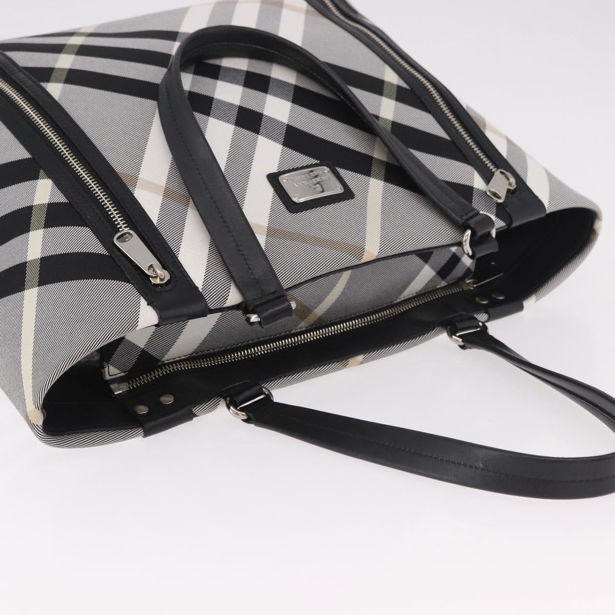 BURBERRY Nova Check Blue Label Tote Bag Canvas Gray Black Auth am11864V