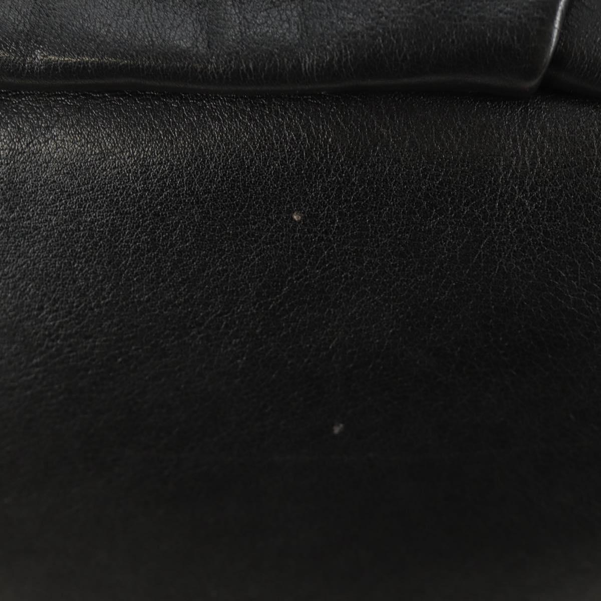 PRADA Hand Bag Leather 2way Black Gold Auth am11866V