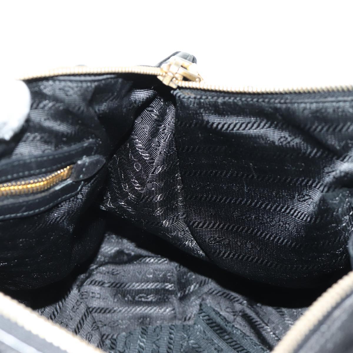 PRADA Hand Bag Leather 2way Black Gold Auth am11866V