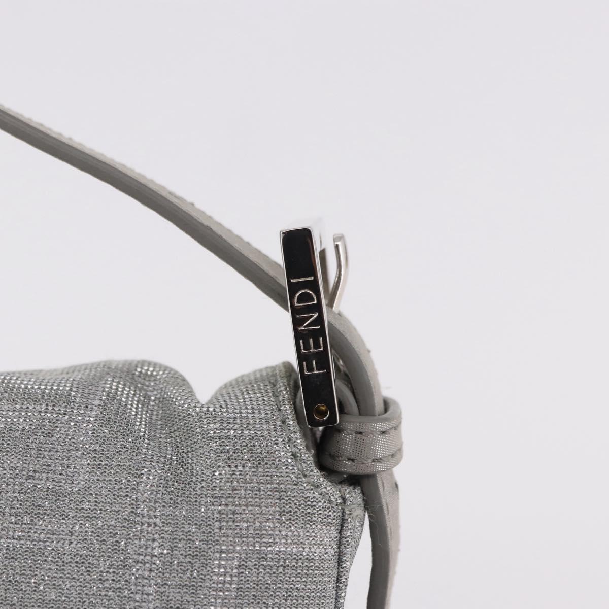 FENDI Zucca Canvas Mamma Baguette Rhinestone Shoulder Bag Silver Auth am11868SM