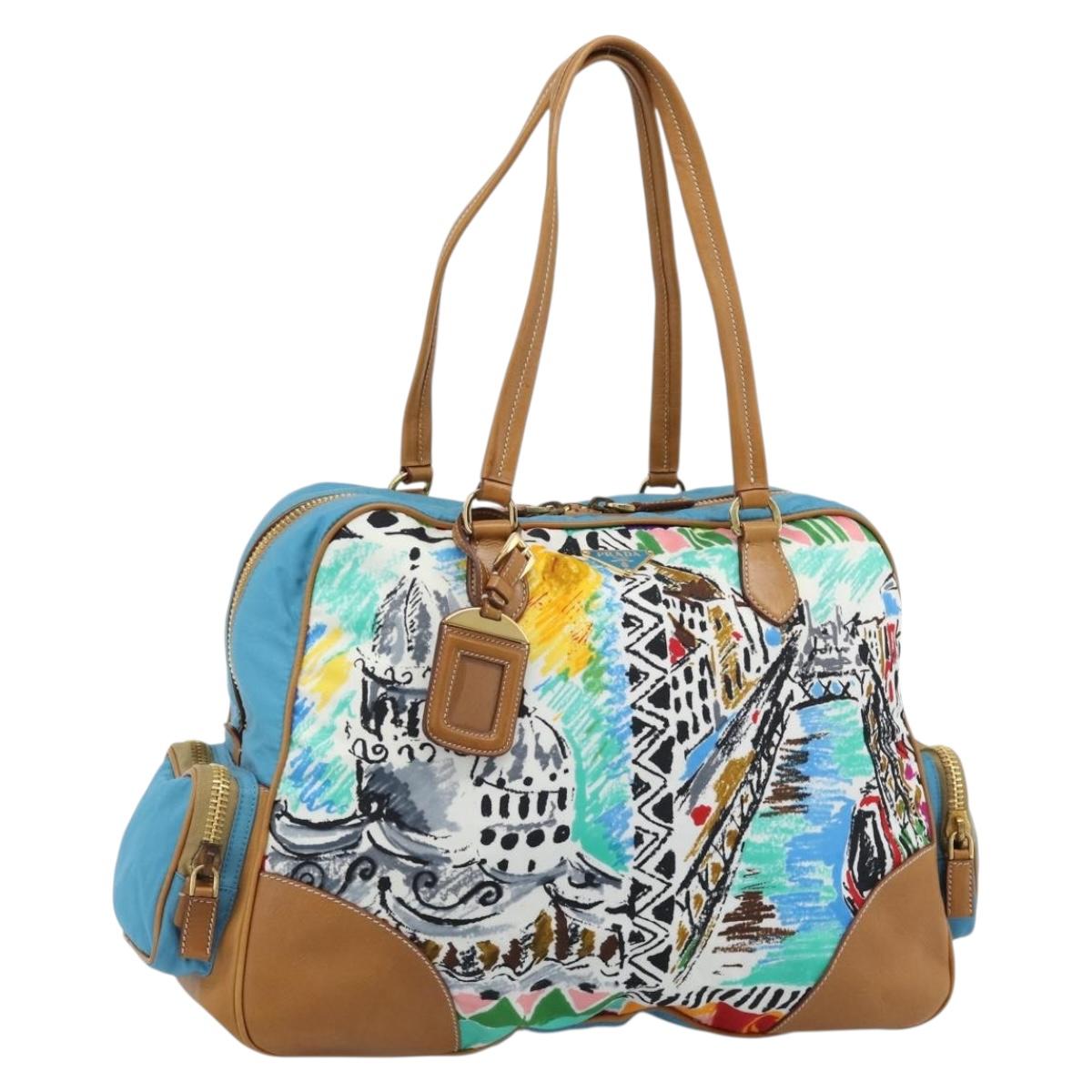 PRADA Hand Bag Nylon leather Multicolor Gold Auth am11870SAM