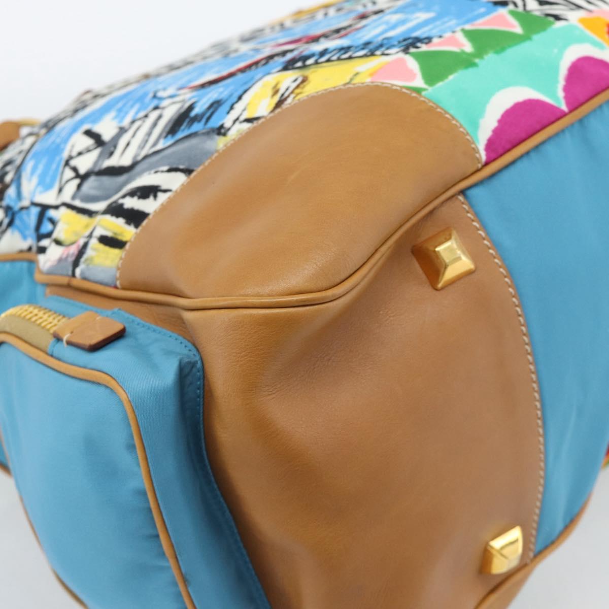 PRADA Hand Bag Nylon leather Multicolor Gold Auth am11870SAM