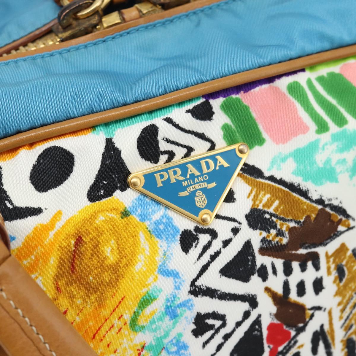 PRADA Hand Bag Nylon leather Multicolor Gold Auth am11870SAM