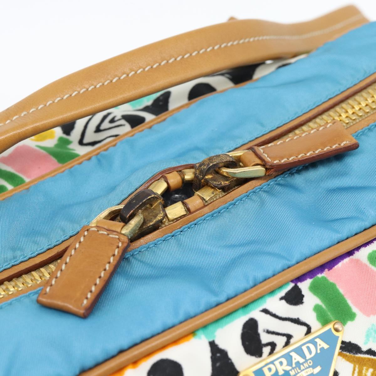 PRADA Hand Bag Nylon leather Multicolor Gold Auth am11870SAM