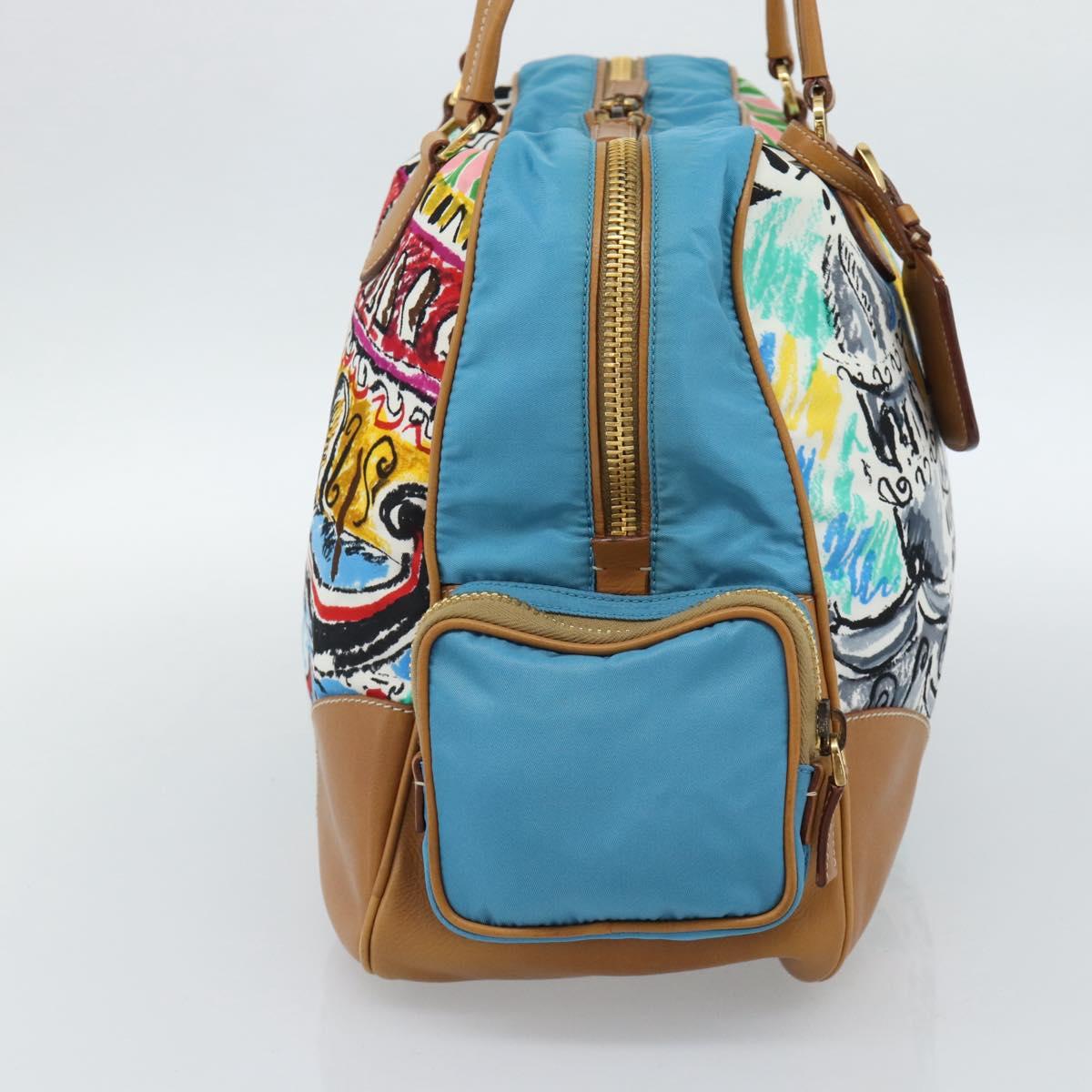 PRADA Hand Bag Nylon leather Multicolor Gold Auth am11870SAM