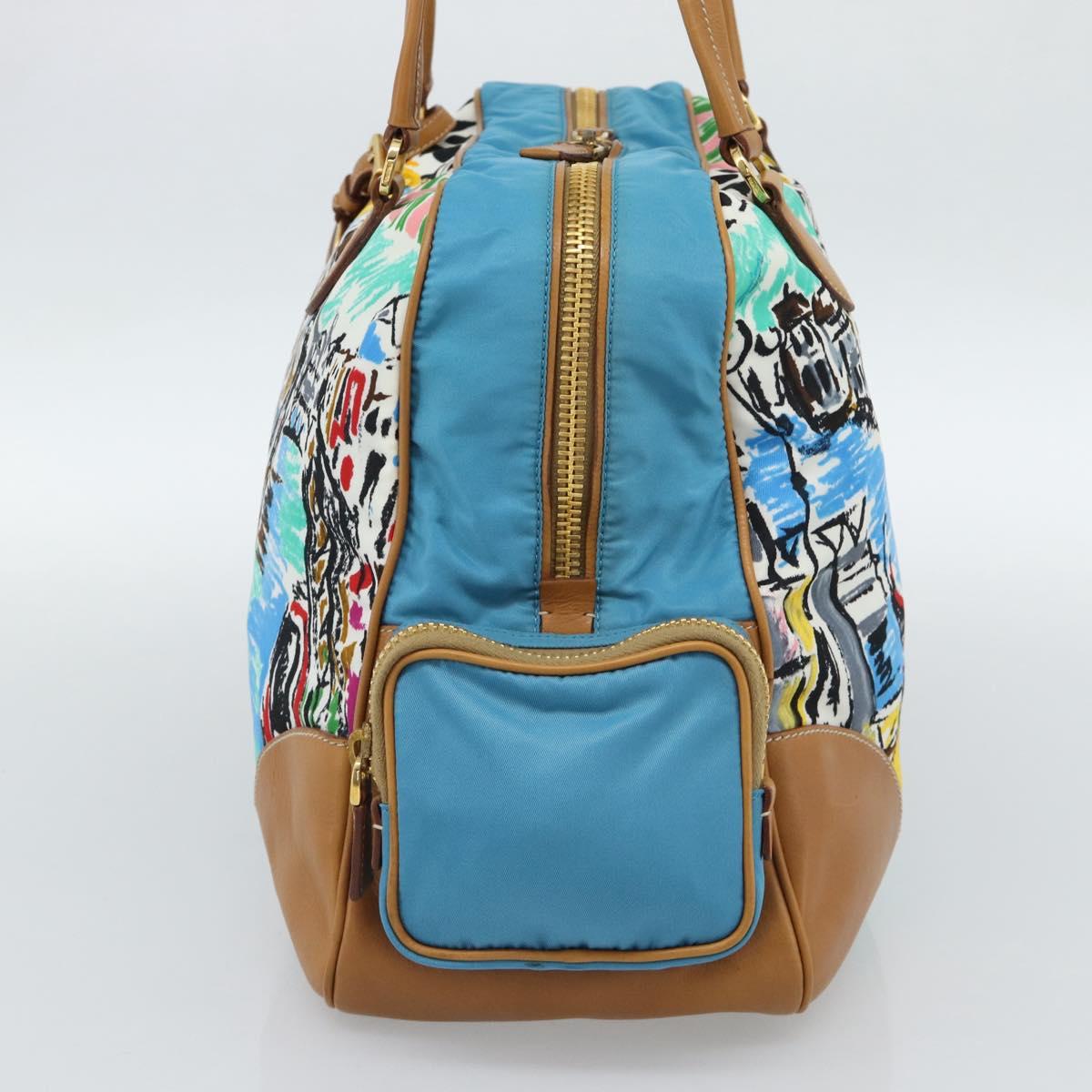 PRADA Hand Bag Nylon leather Multicolor Gold Auth am11870SAM