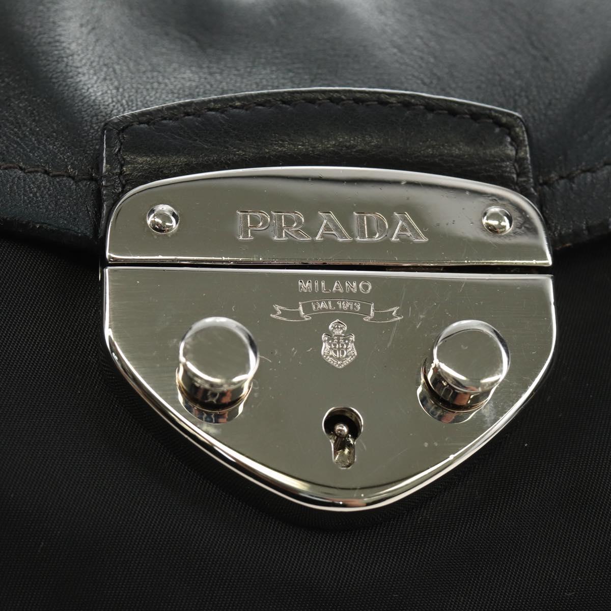 PRADA Ready Lock Hand Bag Nylon Black Silver Auth am11874V