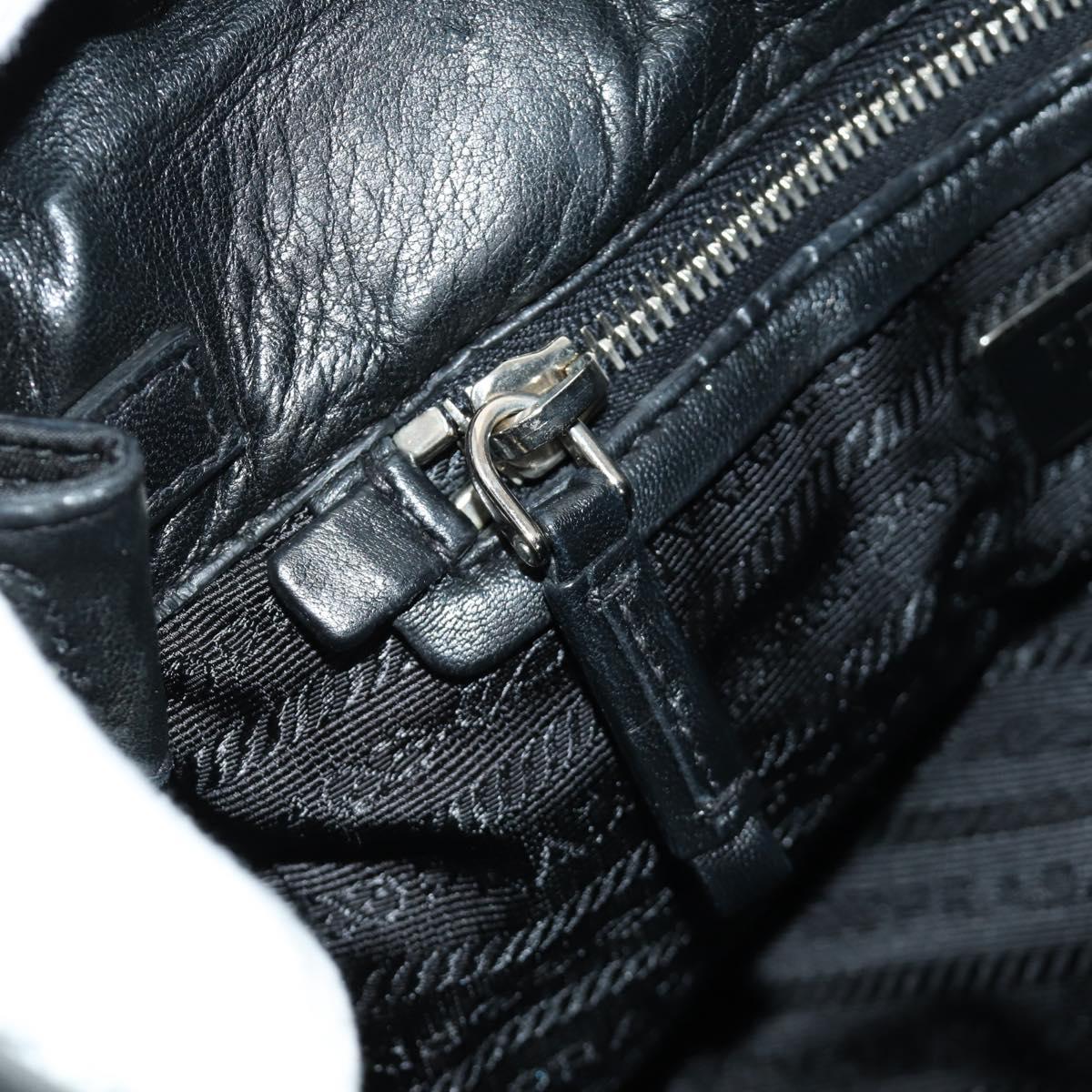 PRADA Ready Lock Hand Bag Nylon Black Silver Auth am11874V