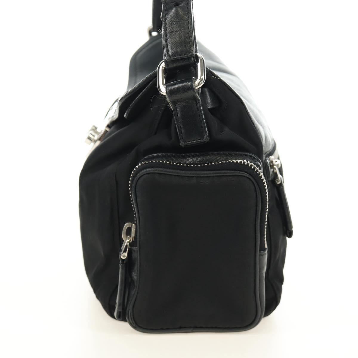PRADA Ready Lock Hand Bag Nylon Black Silver Auth am11874V